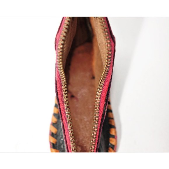 Vintage Coin Purse Tooled Leather Change Holder Pouch Stash Keychain Shoe Black - Picture 6 of 6